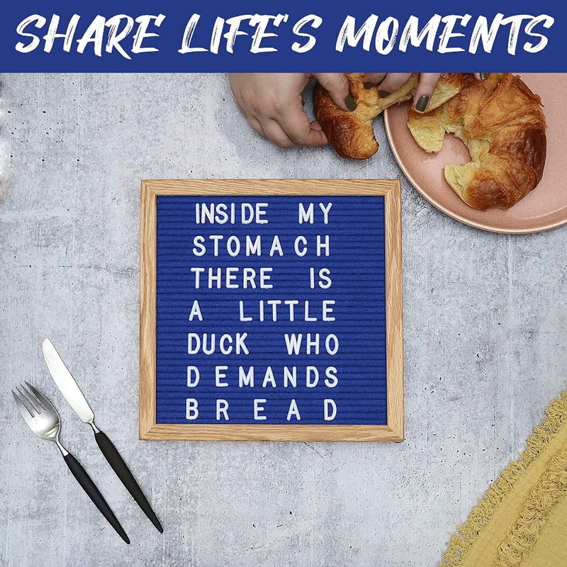 Felt Like Sharing Square Letter Board (Sapphire Blue Felt - 10â€x10â€) â€“ Changeable Message Board with 3 Sets of Felt Board Letters for Home & Aesthetic Room Decor â€“ Wall Letterboard Signs In Oak Frame - Image 3